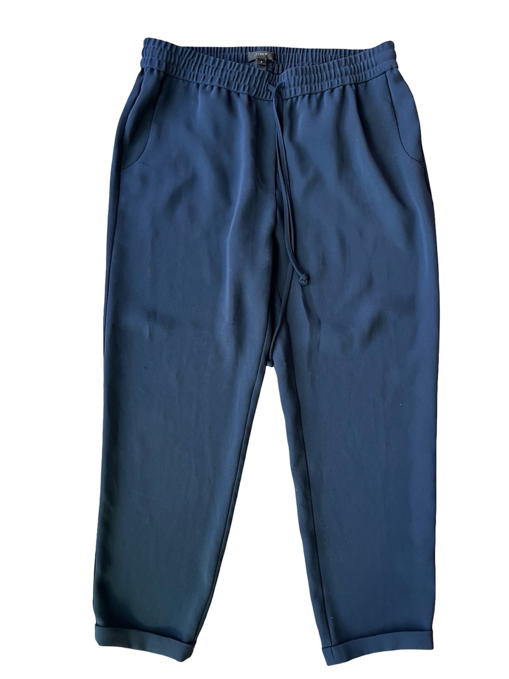 J. Crew Pull On Jogger Navy Blue Dress Pant Cuff Ankle Women's Size 8